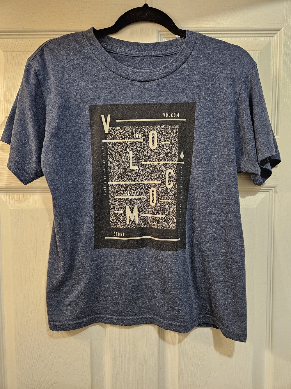 Volcom Blue Heather Short Sleeve Tee with Black Graphic